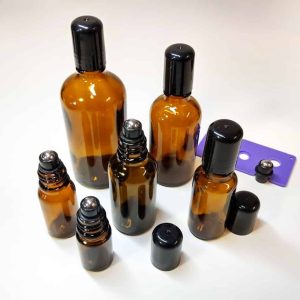 glazen roller flessen amber glas fles roller inzet dop olie flesjes din18 18mm rvs roller bal schroefdop zwart