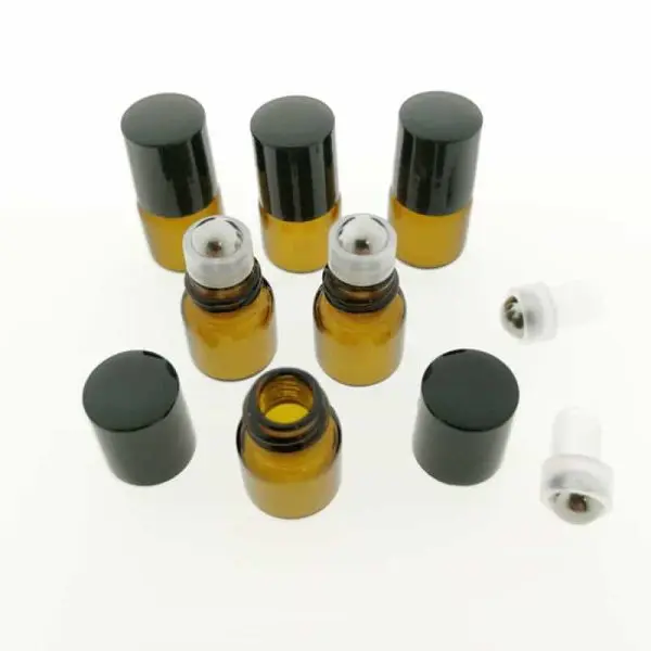 glazen rollerflesjes 1ml bruin glas zwarte dop lege parfumrollers rvs rollerbal