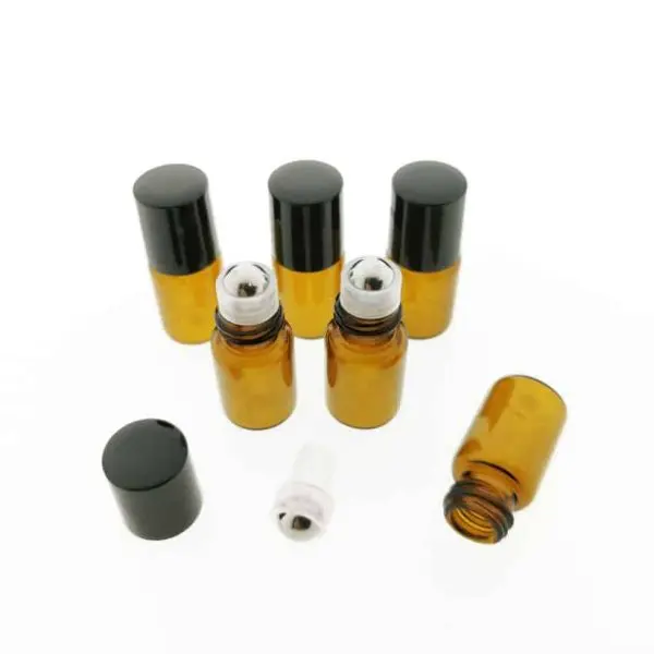 glazen rollerflesjes 2ml bruin glas zwarte dop lege parfumrollers rvs rollerbal