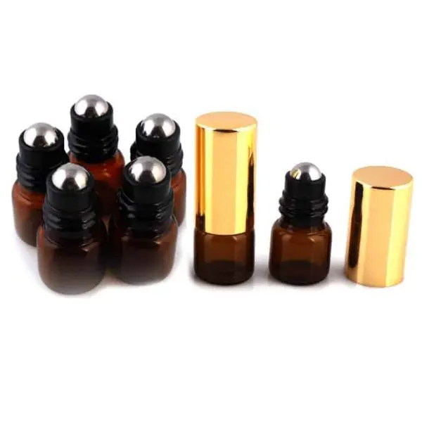 glazen rollerflesjes gouden dop 1ml lege parfumrollers amber glas 5 stuks