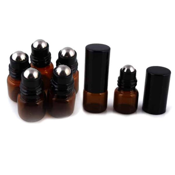 glazen rollerflesjes zwarte dop 1ml lege parfumrollers amber glas 5 stuks 1