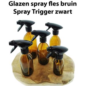 glazen spray fles spraypistool verstuiver amber bruin leeg navulbaar cr