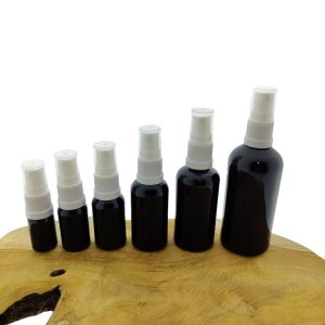glazen spray fles zwart glas verstuiver dop wit 5 ml t m 100 ml