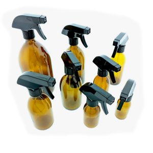 Glazen spray fles amber bruin spraypistool trigger 60 t/m 1000ml