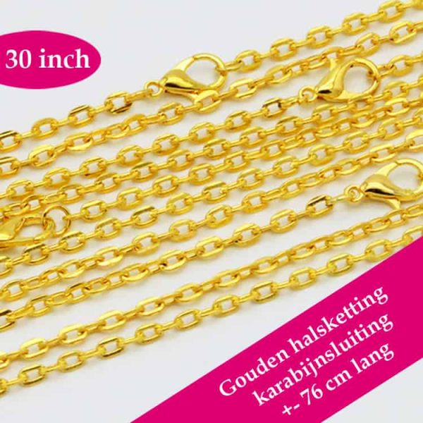 gouden halsketting losse kabel ketting goud karabijnsluiting