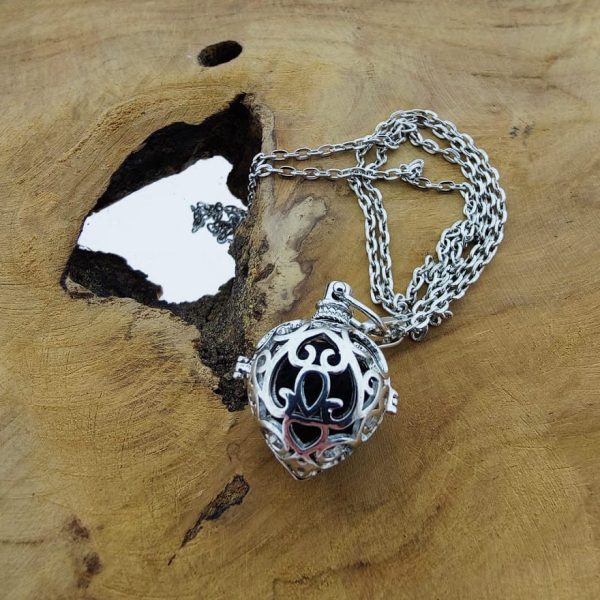 hartjes parfum medaillon pomander aroma ketting lavasteen