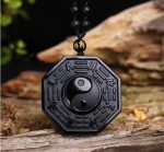 ketting yin yang zwarte obsidiaan geluks amulet