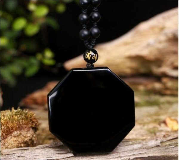 ketting yin yang zwarte obsidiaan geluks amulet back