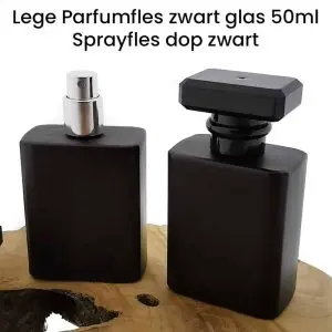 lege parfumfles zwart glas 50ml sprayfles dop zwart