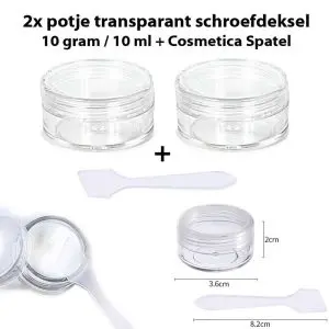 lege potjes transparant schroefdeksel creme cosmetica lipgloss make up spatel