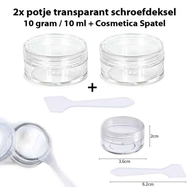 lege potjes transparant schroefdeksel creme cosmetica lipgloss make up spatel