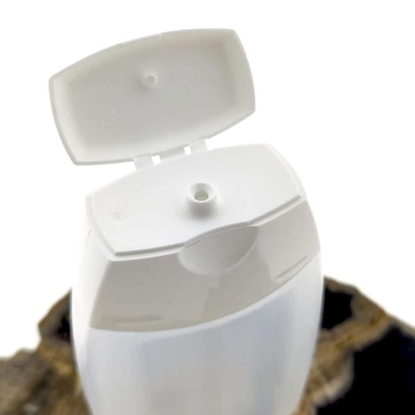 lege staande fles knijptube transparant 100ml flip top dop wit