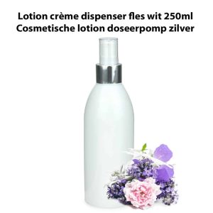 lotion creme dispenser fles wit 250ml cosmetische lotion doseerpomp zilver