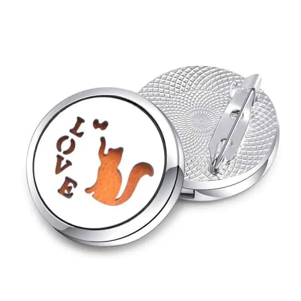 love cats broche speld parfum geur medaillon essentiele olie pad