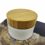 luxe glazen cosmetica pot 50ml frosted glas bamboe deksel