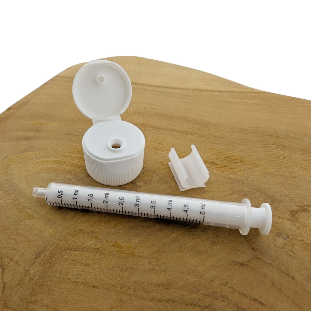 Oral Dose dop + spuit 5ml DIN28 28/410 Oral Dose dop + spuit 5ml DIN28 28/410