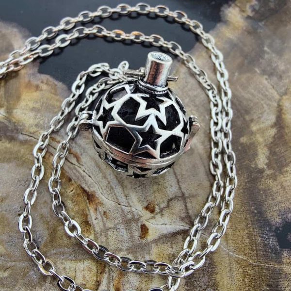 parfum medaillon star sterren aroma ketting lavasteen pomander