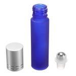 parfumroller 10ml fles mat frosted blauw glas essentiele olie rollerflesjes rvs roller