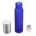 parfumroller 10ml fles mat frosted blauw glas essentiele olie rollerflesjes rvs roller