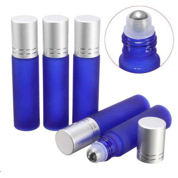 Parfumroller fles blauw mat glas 10ml