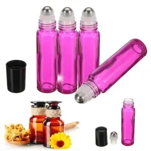 parfumroller fles roze glas 10ml essentiele olie rollerflesjes rvs roller