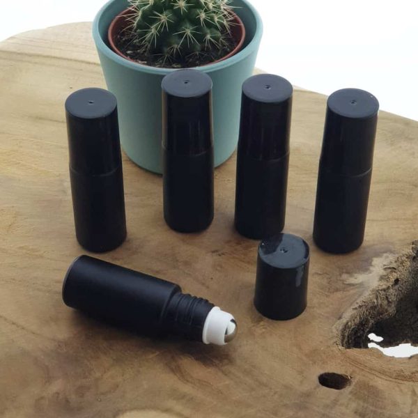 parfumroller fles zwart 5ml dik glas essentiele olie rollerflesjes rvs roller