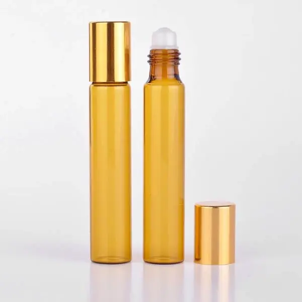 parfumroller flesjes essentiele olie roll on glas roller amber bruin 10ml gouden dop