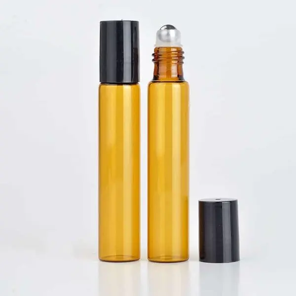 parfumroller flesjes essentiele olie roll on roller rvs amber bruin glas 10ml zwarte dop