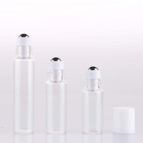 parfumroller glas 3 ml rvs roller bal witte dop essentiele olie roller flesjes