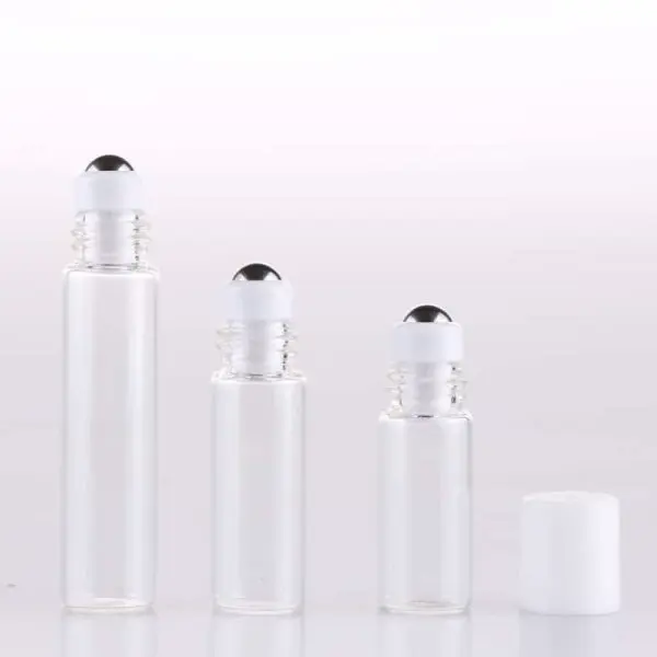 parfumroller glas 3 ml rvs roller bal witte dop essentiele olie roller flesjes