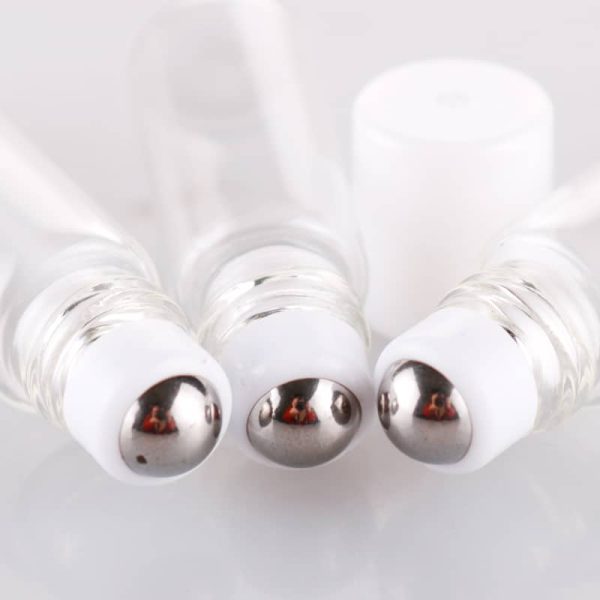 parfumroller glas 3 ml rvs roller bal witte dop essentiele olie rollerflesjes