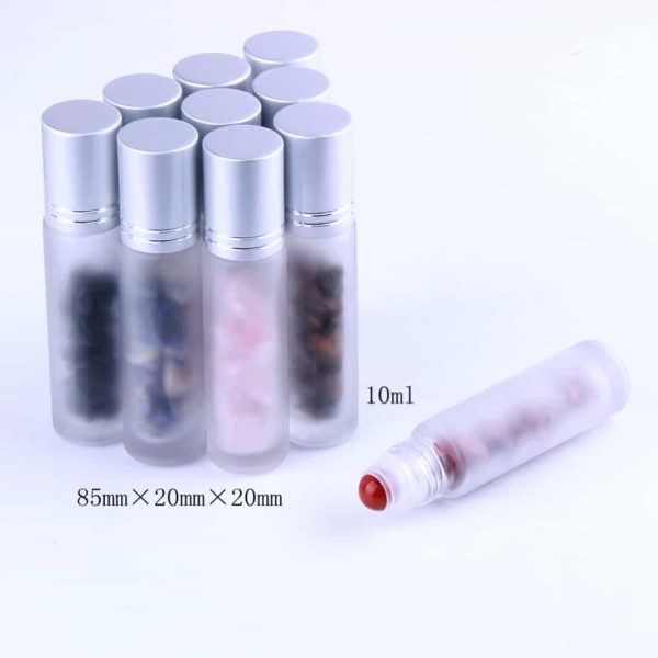 parfumrollers edelstenen roller flesjes matglas 10ml zilveren dop