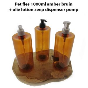 pet dispenser fles 1000ml amber bruin olie lotion zeep dispenser pomp