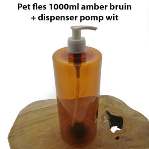 pet dispenser fles 1000ml amber bruin olie lotion zeep dispenser pomp wit
