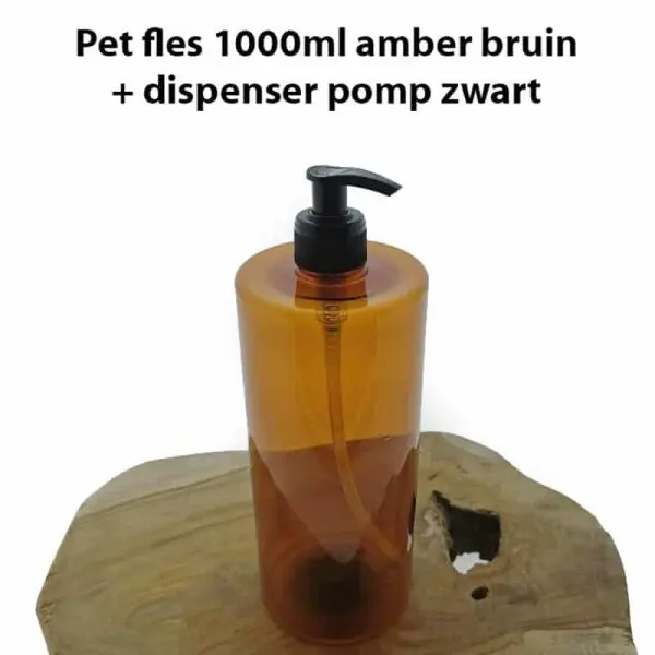 pet dispenser fles 1000ml amber bruin olie lotion zeep dispenser pomp zwart