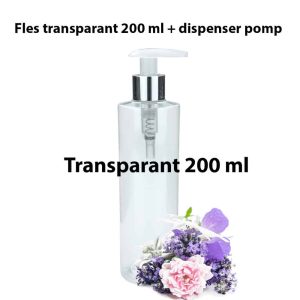 pet fles 200ml transparant pompflesje dispenser pomp zilver