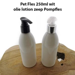 pet fles 250ml wit olie lotion zeep pompfles dispenser pomp