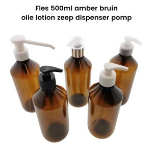 pet fles 500ml amber bruin hg olie lotion zeep dispenser pomp din28