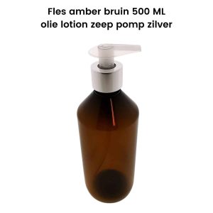 pet fles 500ml amber bruin hg olie lotion zeep dispenser pomp zilver din28
