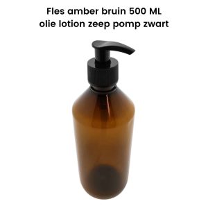 pet fles 500ml amber bruin hg olie lotion zeep dispenser pomp zwart din28