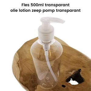 pet fles 500ml transparant lab hg olie lotion zeep dispenser pomp transparant