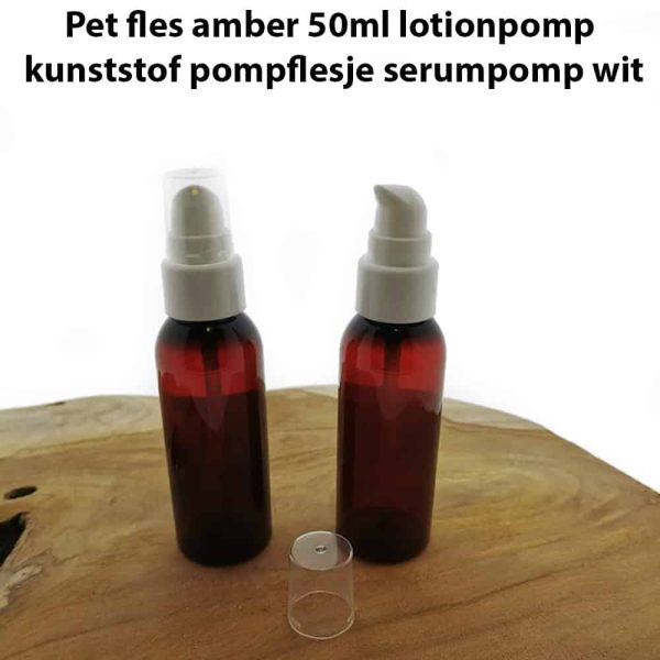 pet fles amber 50ml lotionpomp kunststof pompflesje serumpomp wit