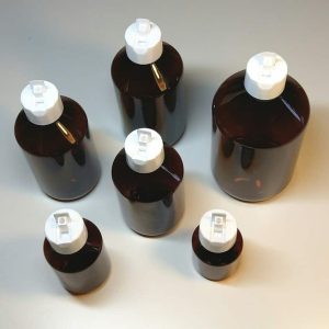 pet fles polytop doseerdop plastic fles amber bruin din28