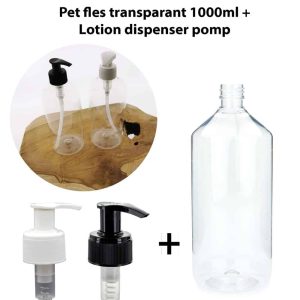 pet fles transparant 1000ml olie lotion zeep dispenser pomp