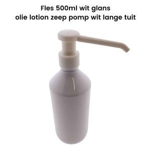 pet fles wit glans 500ml hg olie lotion zeep dispenser pompje wit lange tuit