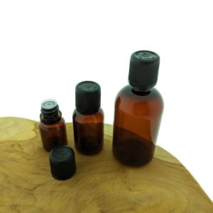 Pet flesje amber kindveilige druppeldop zwart