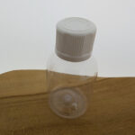 Pet flesje 50 ml transparant kindveilige dop wit din18 18/410