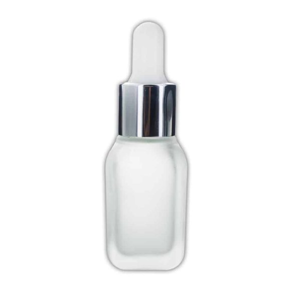 pipetflesje 15ml matglas zilveren pipet dop druppelaar luxe glazen verpakking frosted