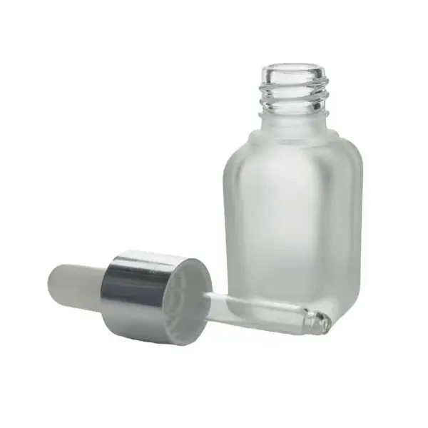 pipetflesje 15ml matglas zilveren pipetdop druppelaar luxe glazen verpakking frosted