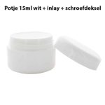potje 15ml wit cosmetica creme zalf pot inlay schroefdeksel